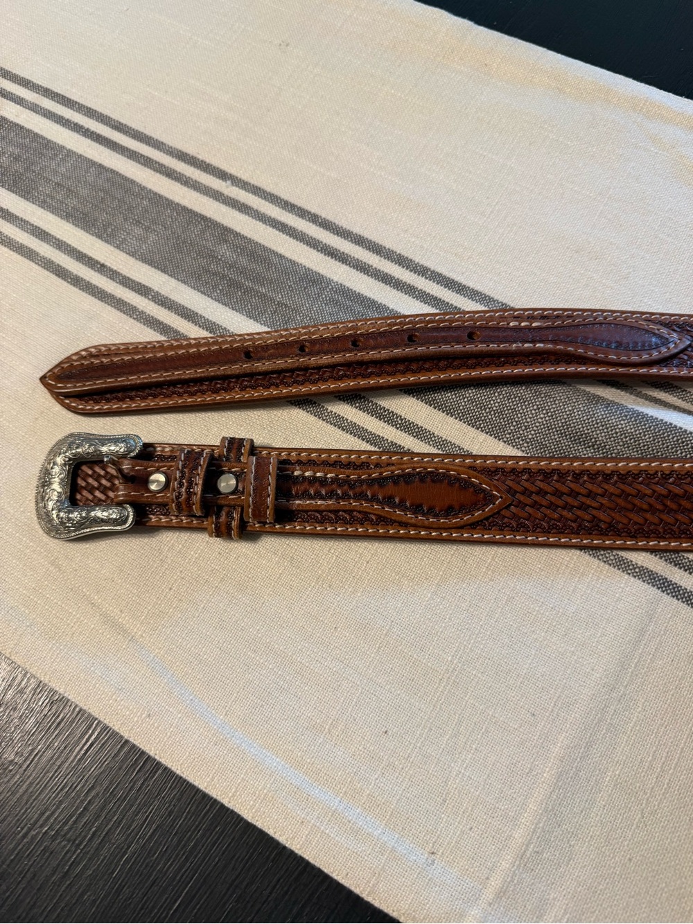 Myra western leather belt, adult size small, s silver buckle